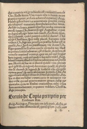Brevis de Copia preceptio per Erasmum Rot.