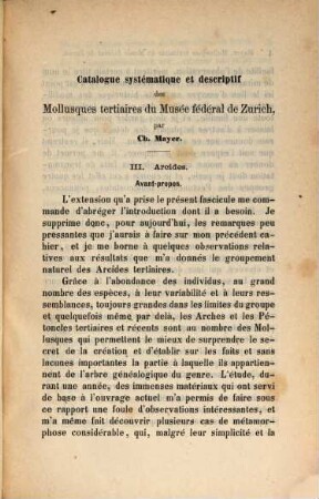 Catalogue systematique et descriptif des fossiles des terrains tertiaires, qui se trouvent au Musée fédéral de Zurich par Charles Mayer, 3