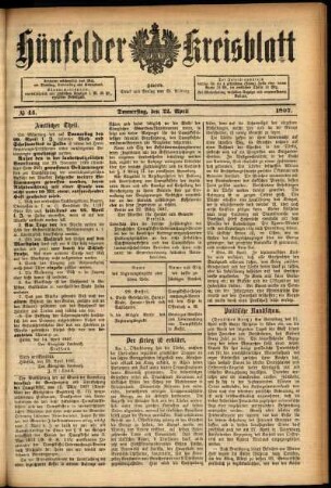 Ausgabe vom Donnerstag, den 22. April 1897.