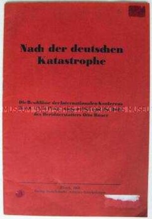 Dokumentation aus der Schweiz über die Konferenz der Sozialistischen Arbeiter-Internationale im August 1933 in Bern