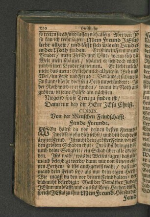 CLXXIX. Von der Menschen Feindschafft. Feinde Freunde.