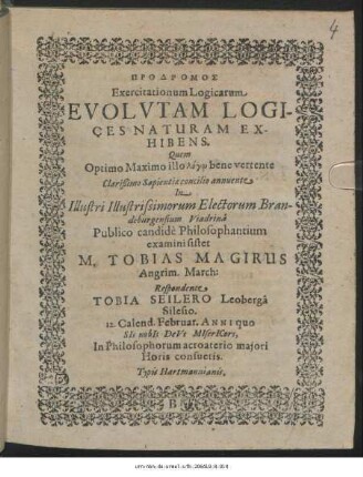 Prodromos Exercitationum Logicarum Evolutam Logices Naturam Exhibens