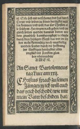 An Sanct Bartolomeus tag ...