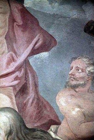 Der auferstandene Christus innerhalb einer Gruppe von Heiligen