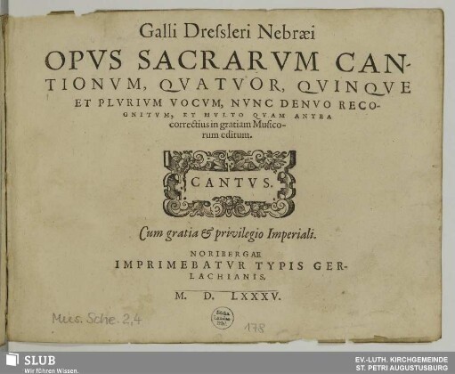 Opus sacrarum cantionum : quatuor, quinque et plurium vocum ...