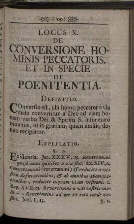 Locus X. De Conversione Hominis Peccatoris. Et In Specie De Poenitentia.