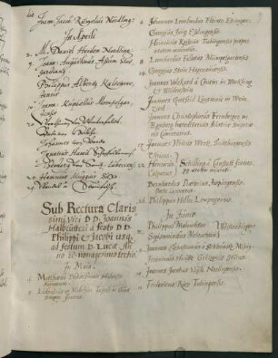 Sommerhalbjahr 1593. Rektorat Johann(es) Halbritter