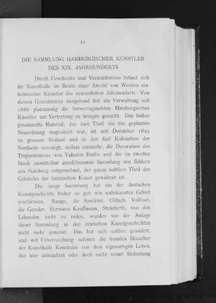 Die Sammlung Hamburgischer Künstler des XIX. Jahrhunderts