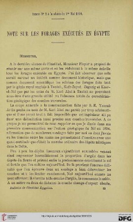 3.Ser. 7.1896: Note sur les forages exécutés en Égypte