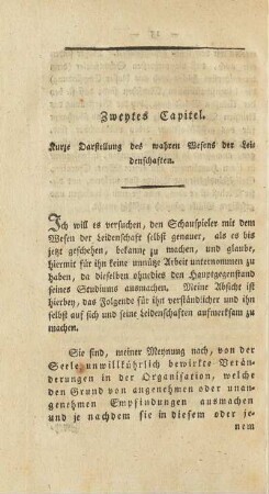 Zweytes Capitel. Kurze Darstellung des wahren Wesens der Leidenschaften.