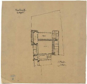Bestelmeyer, German; Schneidemühl; Bebauungsplan - Volkshaus (Grundriss 1. OG)