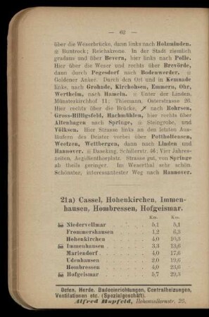 21a) Cassel, Hohenkirchen, Immenhausen, Hombressen, Hofgeismar