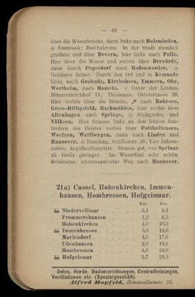 21a) Cassel, Hohenkirchen, Immenhausen, Hombressen, Hofgeismar