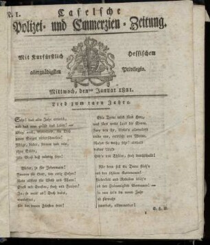Nr. 1, Mittwoch den 3ten Januar. 1821