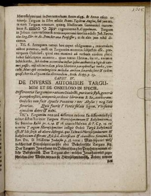 Caput IV. De Diversis Autoribus Targumim Et De Onkeloso In Specie