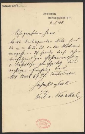 Brief an B. Schott's Söhne : 04.01.1905
