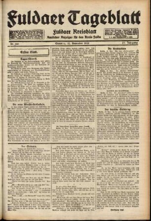 Erste Ausgabe vom Samstag, den 12. November 1921.