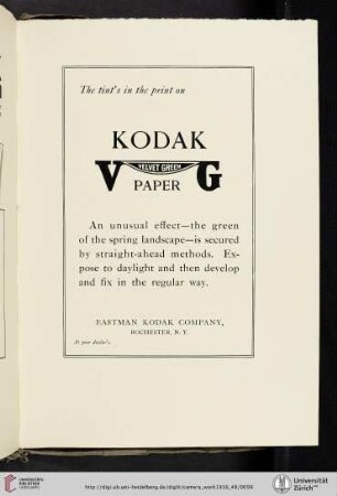 Eastman Kodak Company [Kodak Velvet Green Paper]