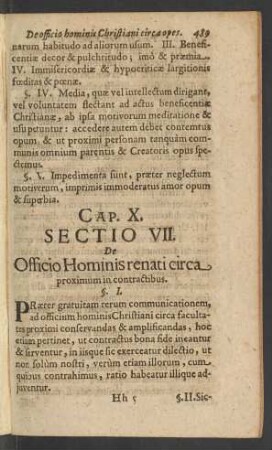 [...] Sectio VII. De Officio Hominis renati circa proximum in contractibus.