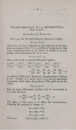 Transformation of a differential equation.