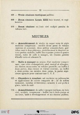 Meubles (Nr. 111-148)
