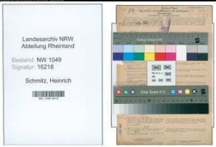 Entnazifizierung Heinrich Schmitz , geb. 19.12.1890 (Gaertner)