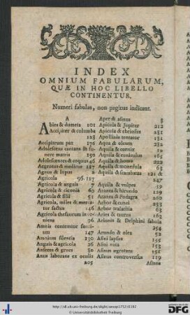 Index Omnium Fabularum Quae Hoc Libello Continentur.