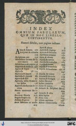 Index Omnium Fabularum Quae Hoc Libello Continentur.