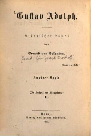 Gustav Adolph : historischer Roman, 2. Die Hochzeit von Magdeburg ; 2