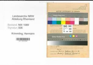 Entnazifizierung Hermann Krimmling , geb. 10.10.1897 ()