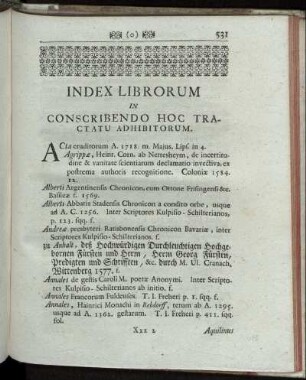 Index Librorum In Conscribendo Hoc Tractatu Adhibitorum.
