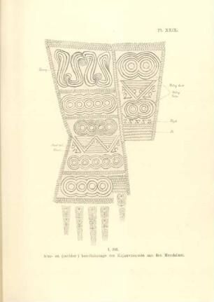 Pl. XXIX. I, 242. Arm- en (rechter-) handtatouage der Kajan vrouwen aan den Mendalam