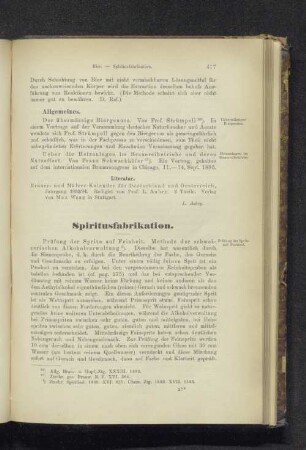 Spiritusfabrikation.
