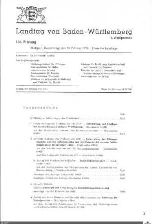 108. Sitzung, Stuttgart, 19.2.1976
