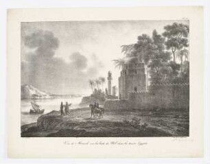 Vue de Minieh, sur les bords du Nil, dans la haute Egypte, Blatt 56 der Folge "Reise in das Morgenland, 1817 und 1818"