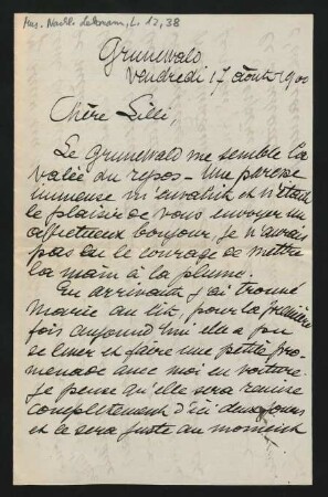 Brief an Lilli Lehmann : 17.08.1900