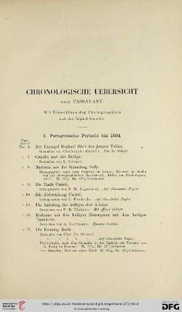 Chronologische Uebersicht nach Passavant. Mit Einschluss der Photographien nach den Original-Gemälden