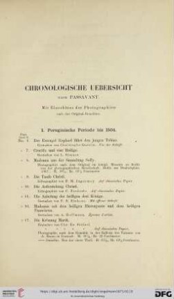 Chronologische Uebersicht nach Passavant. Mit Einschluss der Photographien nach den Original-Gemälden