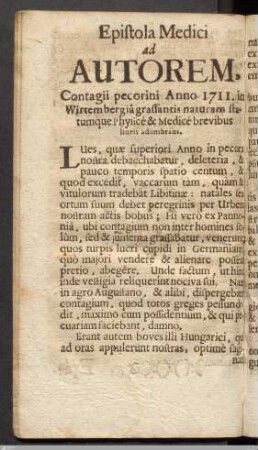Epistola Medici ad Autorem.