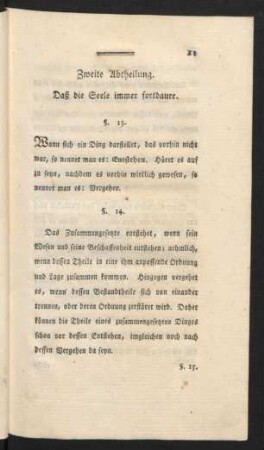 Zweite Abtheilung. Daß die Seele immer fortdaure.