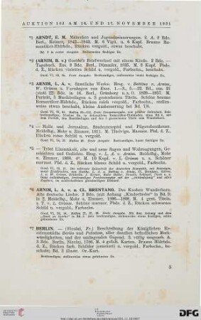 I. Deutsche Literatur (Nr. 1-304)
