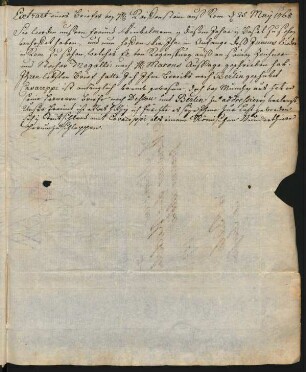 Johann Friedrich Reiffenstein: Brief an Christian von Mecheln, Rom 25. Mai 1768 (Auszug)