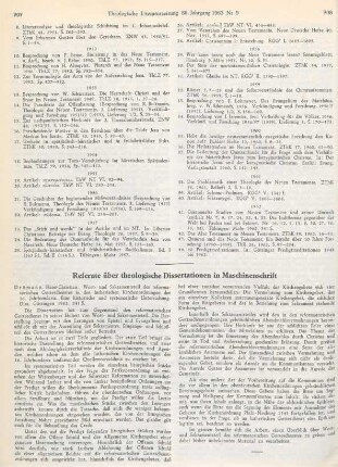 Referate über theologische Dissertationen in Maschinenschrift