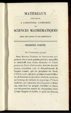 Première Partie. De l'astronomie grecque.