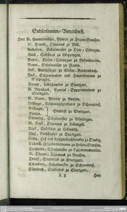 Subscribenten-Verzeichniß