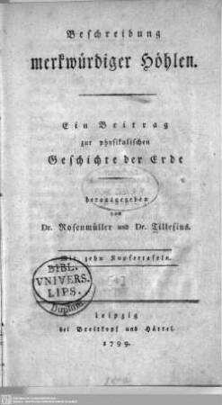 [1]: Beschreibung merkwürdiger Höhlen