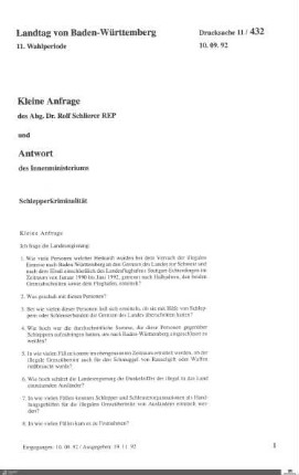 Anfrage der Republikaner: Schlepperkriminalität