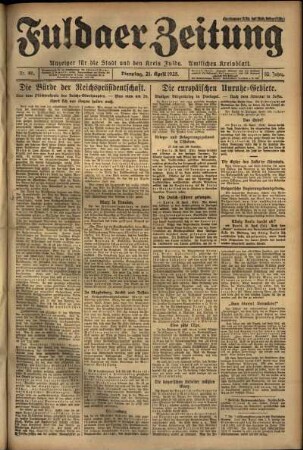 Ausgabe vom Dienstag, den 21. April 1925.
