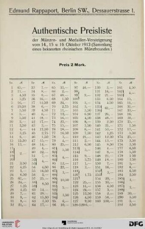 Authentische Preisliste