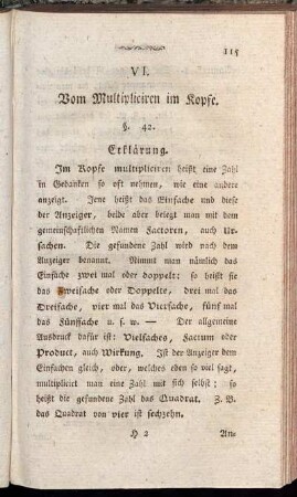 VI. Vom Multipliciren im Kopfe.